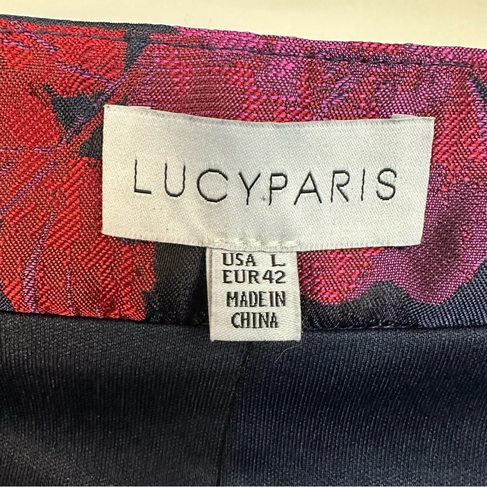 Lucy Paris Floral Navy Blue Pink Ruffle Mini Skirt Skort Large - Picture 12 of 12